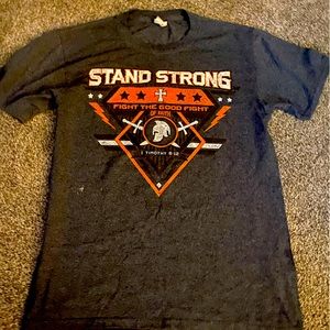 Orange lettering Grey base Men’s S T-shirt